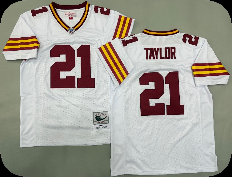 Men's Mitchell&Ness Washington Redskins #21 Sean Taylor  2007  White Throwback Jersey-1