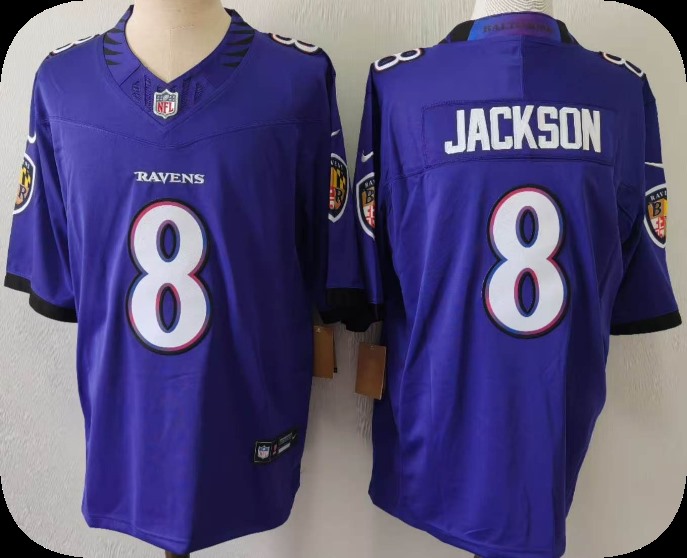 Men's Baltimore Ravens #8 Lamar Jackson Purple 2026 F.U.S.E Vapor Stitched Limited Football Jersey