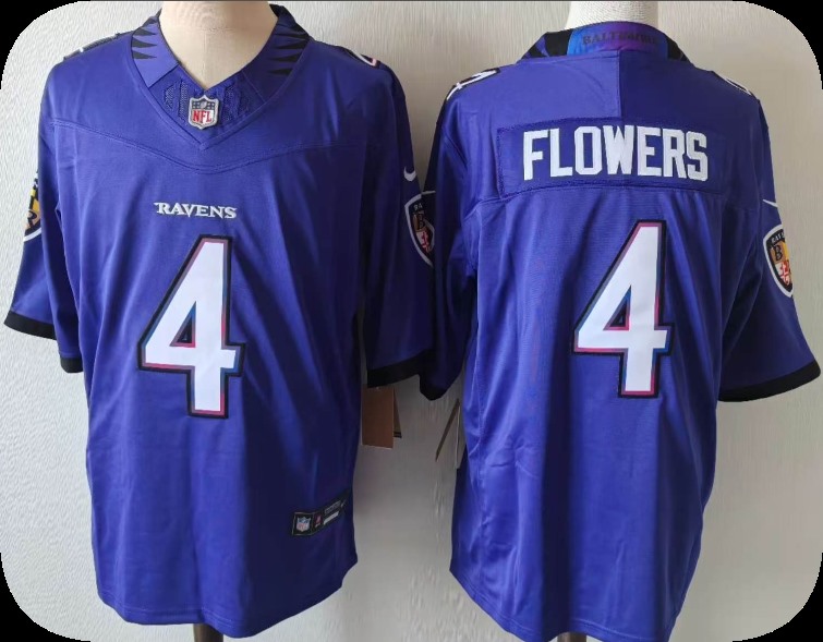 Men's Baltimore Ravens #4 Zay Flowers Purple 2026 F.U.S.E Vapor Stitched Limited Football Jersey