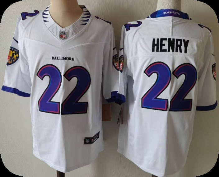 Men's Baltimore Ravens #22 Derrick Henry White 2026 F.U.S.E. Vapor Stitched Limited Football Jersey