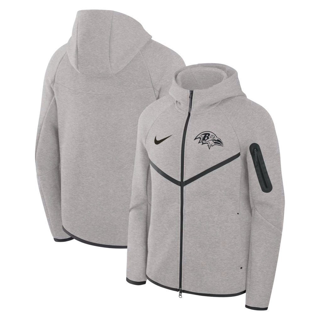 Men's Baltimore Ravens Grey Tech Fleece Windrunner Full-Zip Hoodie