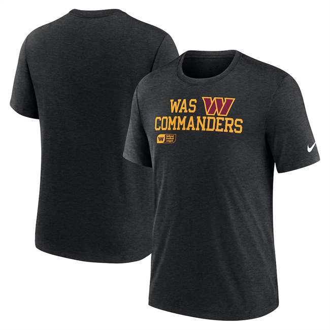Men's Washington Commanders Black Overlap Lockup Tri-Blend T-Shirt