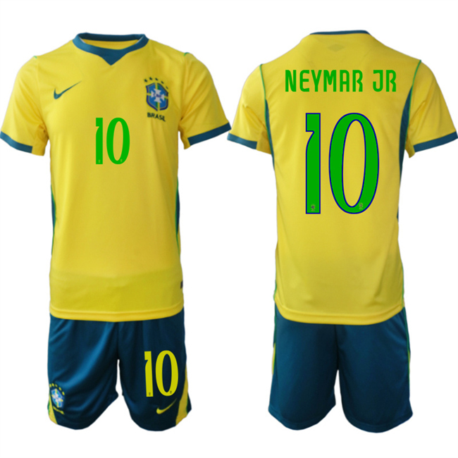 Men's Brazil National Football Team #10 Neymar Jr Yellow 2026 Soccer Jersey Suit
