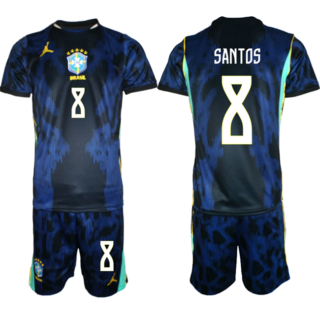 Men's Brazil National Football Team #8 Andrey Santos Navy 2026 Away Soccer Jersey Suit