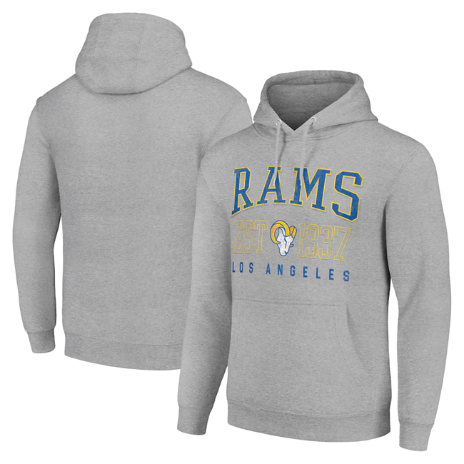 Men's Los Angeles Rams Grey Throwback Logo Pullover Hoodie