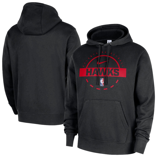 Men's Atlanta Hawks Black 2026 Practice Club Pullover Hoodie