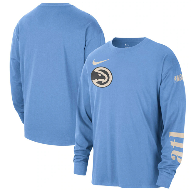 Men's Atlanta Hawks Light Blue 2025 City Edition Courtside Max90 Heavyweight Long Sleeve T-Shirt