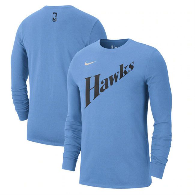 Men's Atlanta Hawks Light Blue 2025 City Edition Essential Logo Long Sleeve T-Shirt