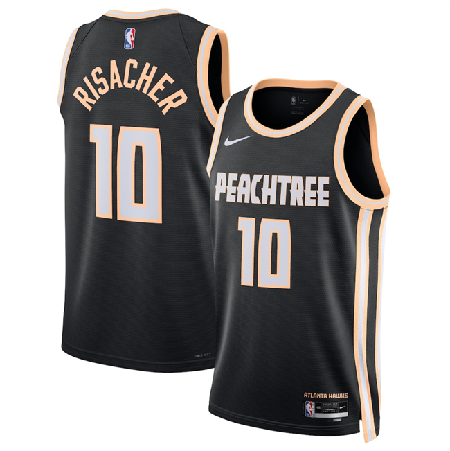 Men's Atlanta Hawks #10 Zaccharie Risacher Black 2026 City Edition Stitched Jersey