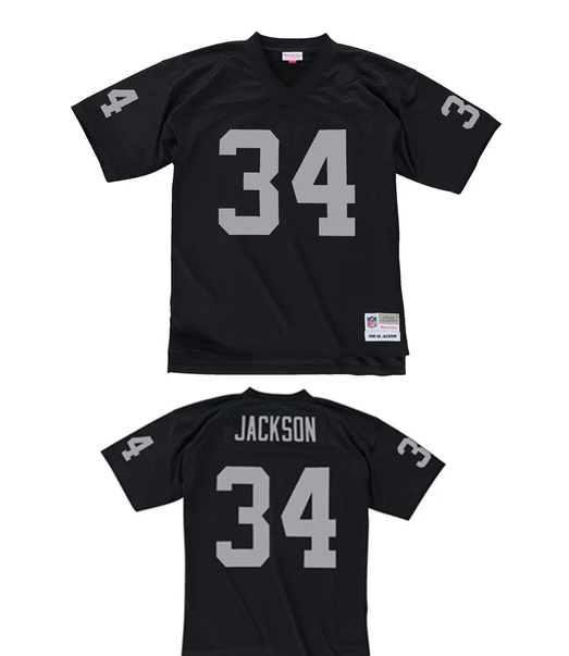 Men's Las Vegas Raiders #34 Bo Jackson Black 1988 Throwback Stitched Football Jersey