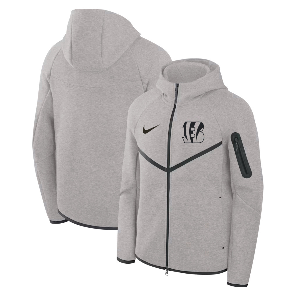 Men's Cincinnati Bengals Grey Tech Fleece Windrunner Full-Zip Hoodie