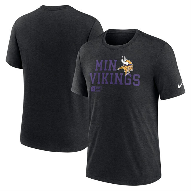 Men's Minnesota Vikings Black Overlap Lockup Tri-Blend T-Shirt