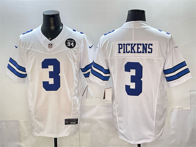 Men's Dallas Cowboys #3 George Pickens Navy F.U.S.E. 94 Marshawn Kneeland Memorial Patch Vapor Limited Stitched Football Jersey