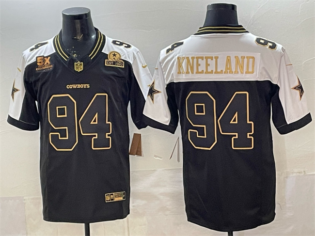 Men's Dallas Cowboys #94 Marshawn Kneeland Black Gold 2025 F.U.S.E. With 5x Super Bowl Champions & Established In 1960 Patch Vapor Limited Stitched Football  Jersey
