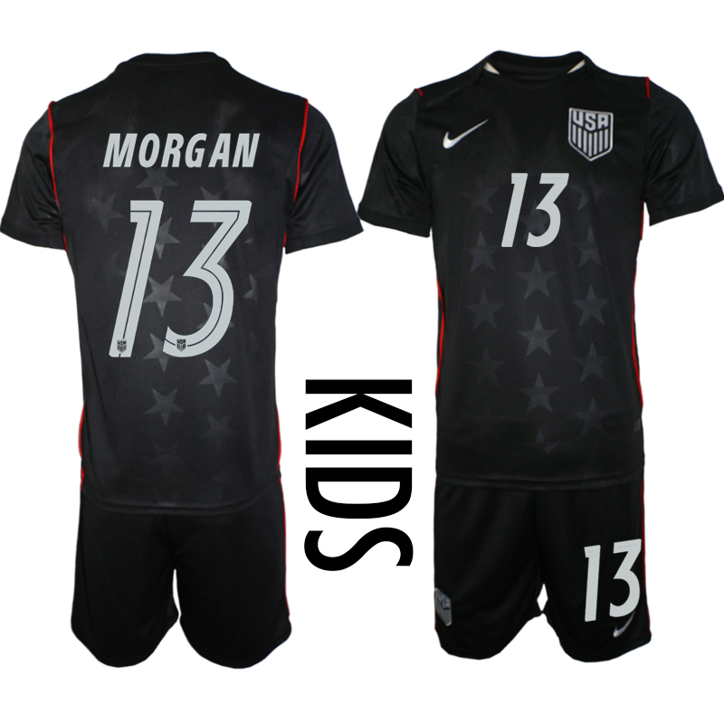 Youth United States #13 Morgan Black 2026 Away Soccer Jersey Suit