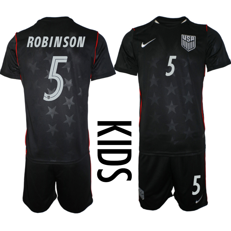 Youth United States #5 Robinson Black 2026 Away Soccer Jersey Suit