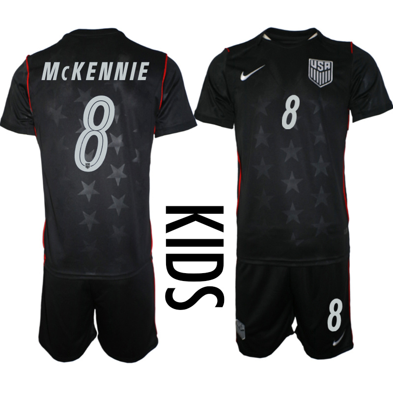 Youth United States #8 McKennie Black 2026 Away Soccer Jersey Suit