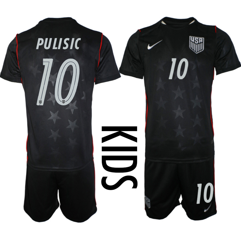 Youth United States #10 Christian Pulisic  Black 2026 Away Soccer Jersey Suit