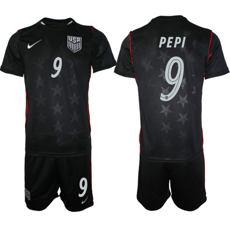 Men's United States #9 Pepi  Black 2026 Away Soccer Jersey Suit