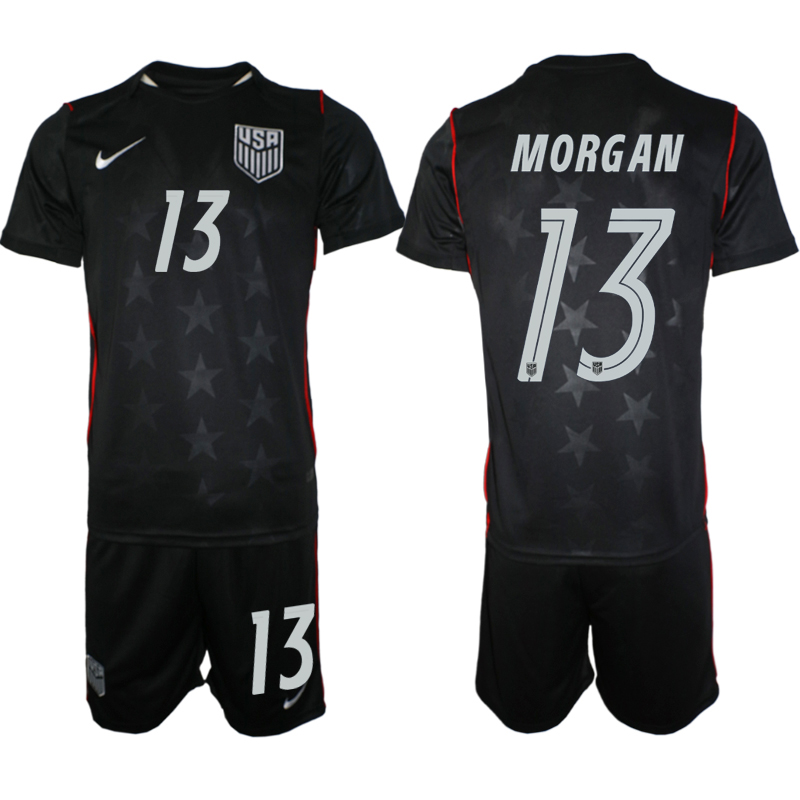 Men's United States #13 Morgan Black 2026 Away Soccer Jersey Suit