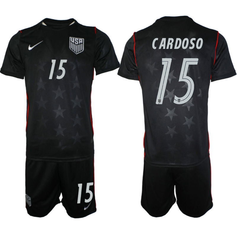 Men's United States #15 Cardoso Black 2026 Away Soccer Jersey Suit