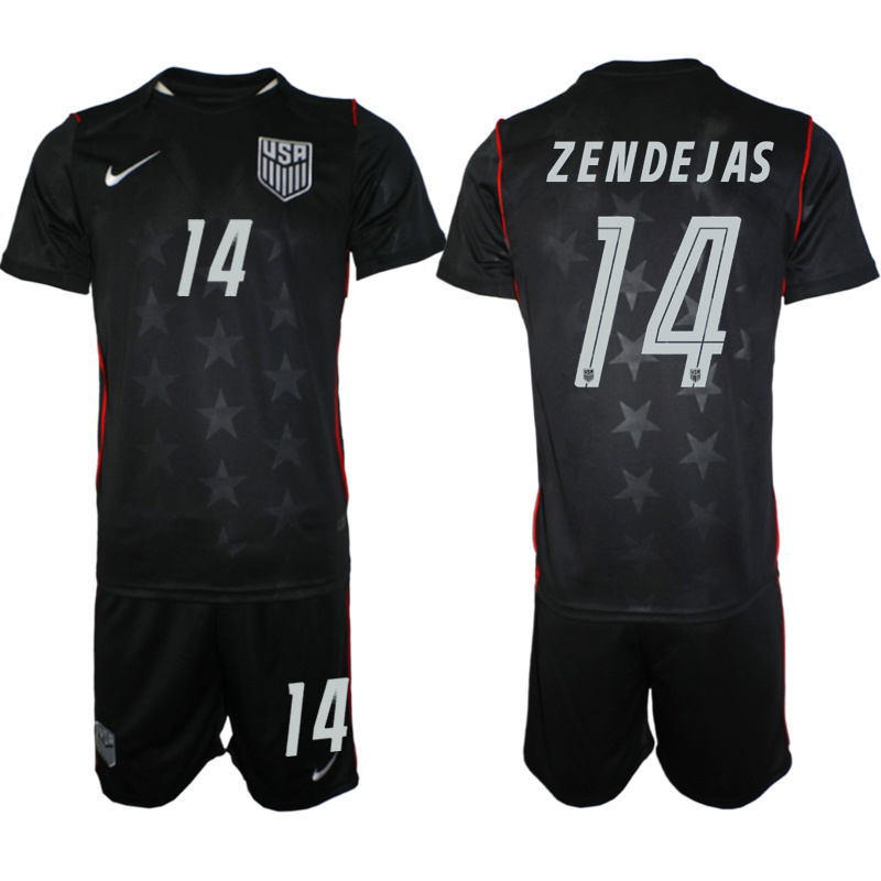 Men's United States #14 Zendejas Black 2026 Away Soccer Jersey Suit