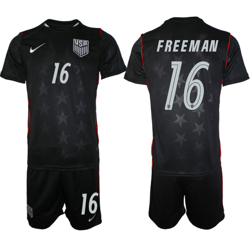 Men's United States #16 Freeman Black 2026 Away Soccer Jersey Suit