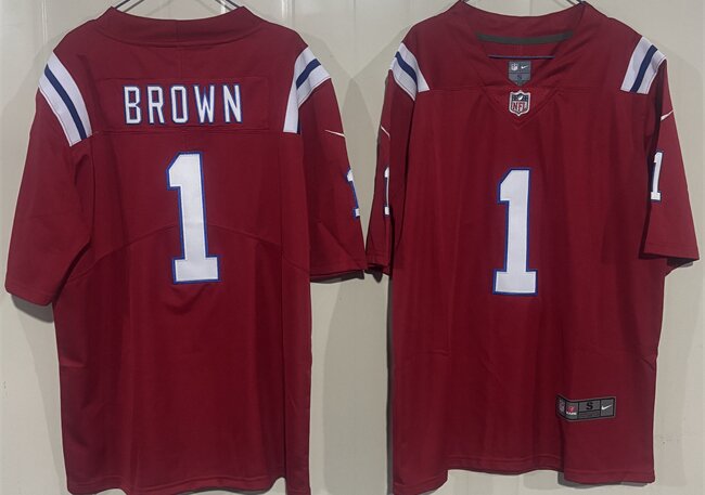 Men's New England Patriots #1 A.J. Brown Red 2026 Vapor Limited Stitched Football Jersey