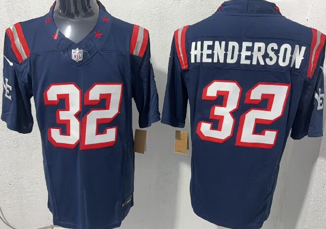 Men's New England Patriots #32 TreVeyon Henderson Navy 2026 F.U.S.E. Vapor Limited Stitched Football Jersey