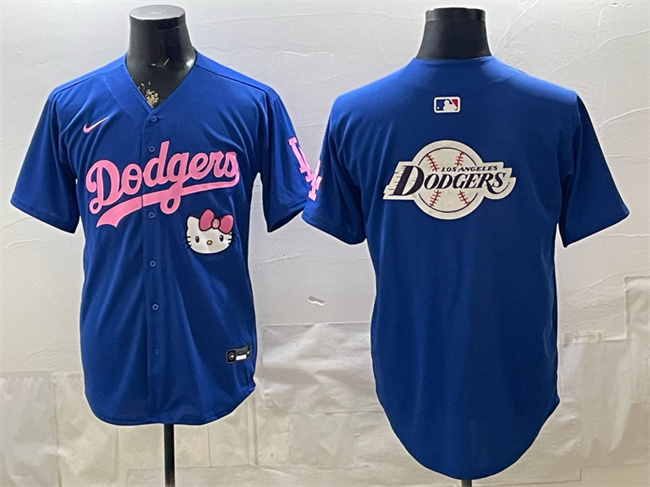 Men's Los Angeles Dodgers Team Big Logo Royal Hello Kitty Night Stitched Baseball  Jersey