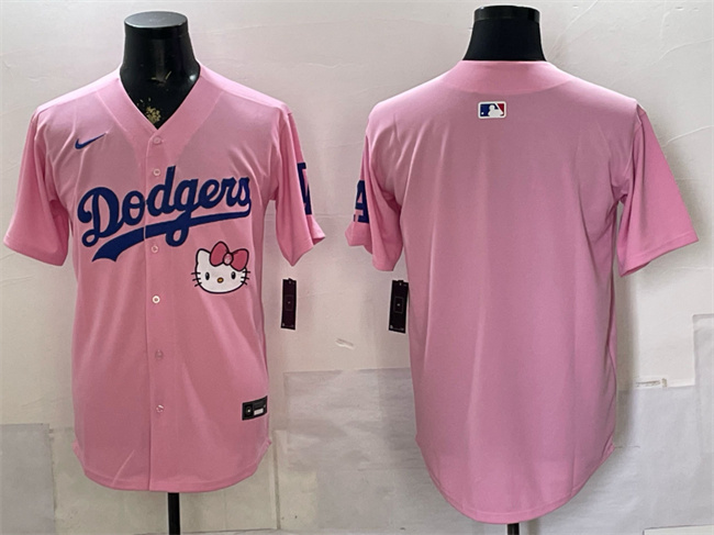 Men's Los Angeles Dodgers Blank Pink 2025 Hello Kitty Vapor Limited Stitched Baseball Jersey