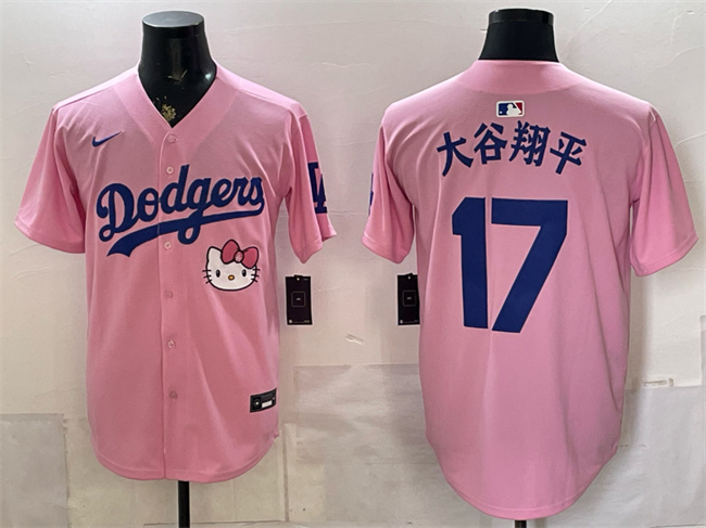 Men's Los Angeles Dodgers #17 大谷翔平 Pink 2025 Hello Kitty Vapor Limited Stitched Baseball Jersey
