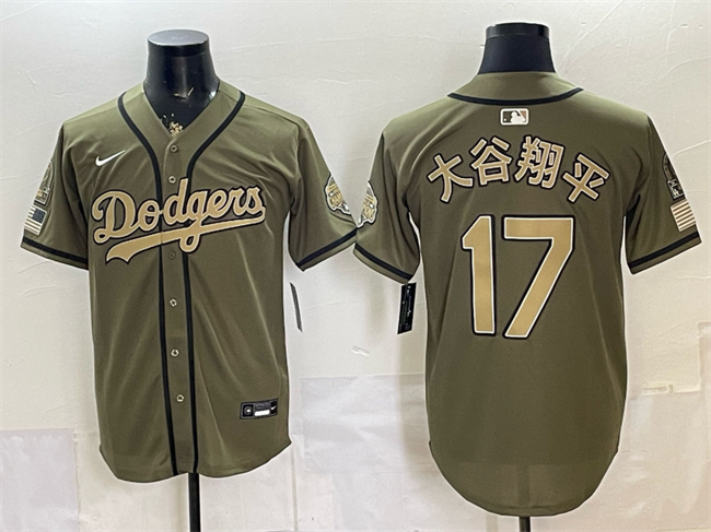 Men's Los Angeles Dodgers #17 大谷翔平 Olive 2026 Armed Forces Day Stitched Baseball  Jersey