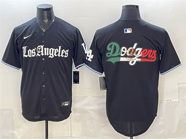 Men's Los Angeles Dodgers Team Big Logo Black 'Gothic Edition' Vapor Premier Limited  Stitched Baseball Jersey