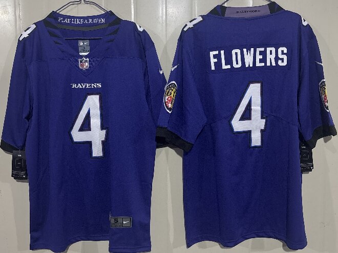 Men's Baltimore Ravens #4 Zay Flowers Purple 2026 Vapor Stitched Limited Football Jersey