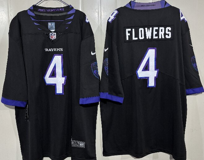 Men's Baltimore Ravens #4 Zay Flowers Black 2026 Alternate Vapor Stitched Limited Football Jersey