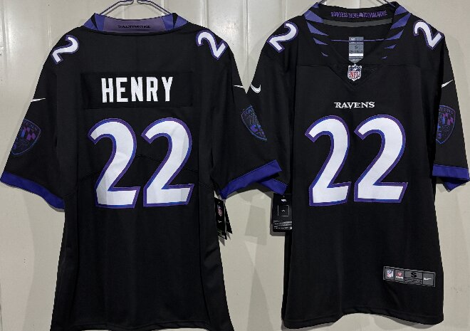 Men's Baltimore Ravens #22 Derrick Henry Black 2026 Alternate Vapor Stitched Limited Football Jersey