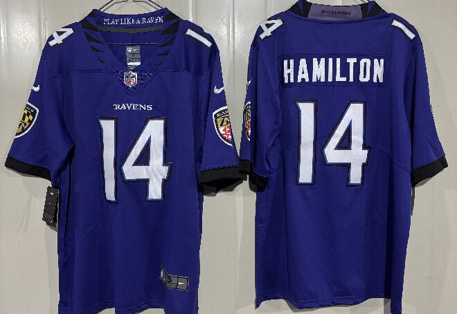 Men's Baltimore Ravens #14 Kyle Hamilton Purple 2026 Vapor Stitched Limited Football Jersey