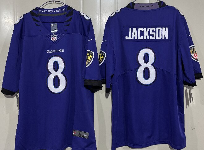 Men's Baltimore Ravens #8 Lamar Jackson Purple 2026 Vapor Stitched Limited Football Jersey