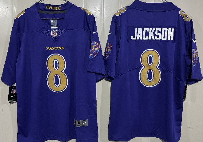 Men's Baltimore Ravens #8 Lamar Jackson Purple 2026 Alternate Vapor Stitched Limited Football Jersey