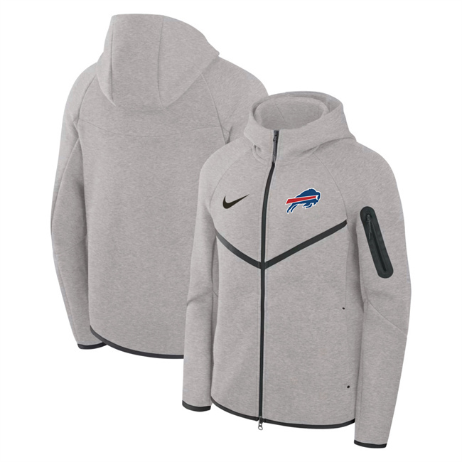 Men's Buffalo Bills Gray Tech Fleece Full-Zip Windrunner Hoodie