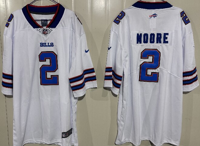 Men's Buffalo Bills #2 D.J. Moore White 2026 Vapor Untouchable Limited Stitched Football Jersey