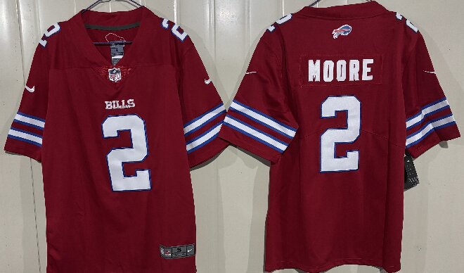 Men's Buffalo Bills #2 D.J. Moore Red 2026 Vapor Untouchable Limited Stitched Football Jersey