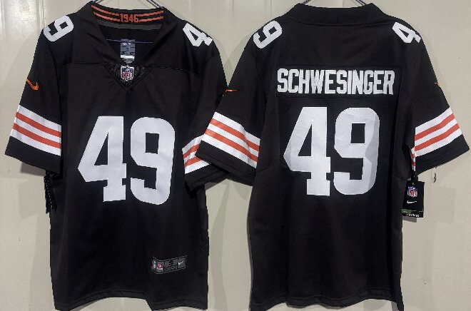 Men's Cleveland Browns #49 Carson Schwesinger Brown 2026 Vapor Limited Stitched Football Jersey