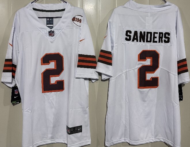 Men's Cleveland Browns #2 Shedeur Sanders White 2026 1946 Collection Vapor Limited Stitched Football Jersey