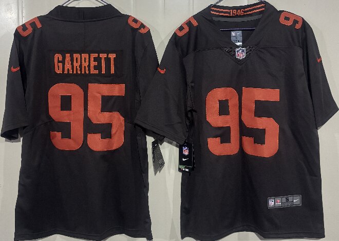 Men's Cleveland Browns #95 Myles Garrett Brown 2026 'Alpha Dawg Edition' Vapor Limited Stitched Football Jersey