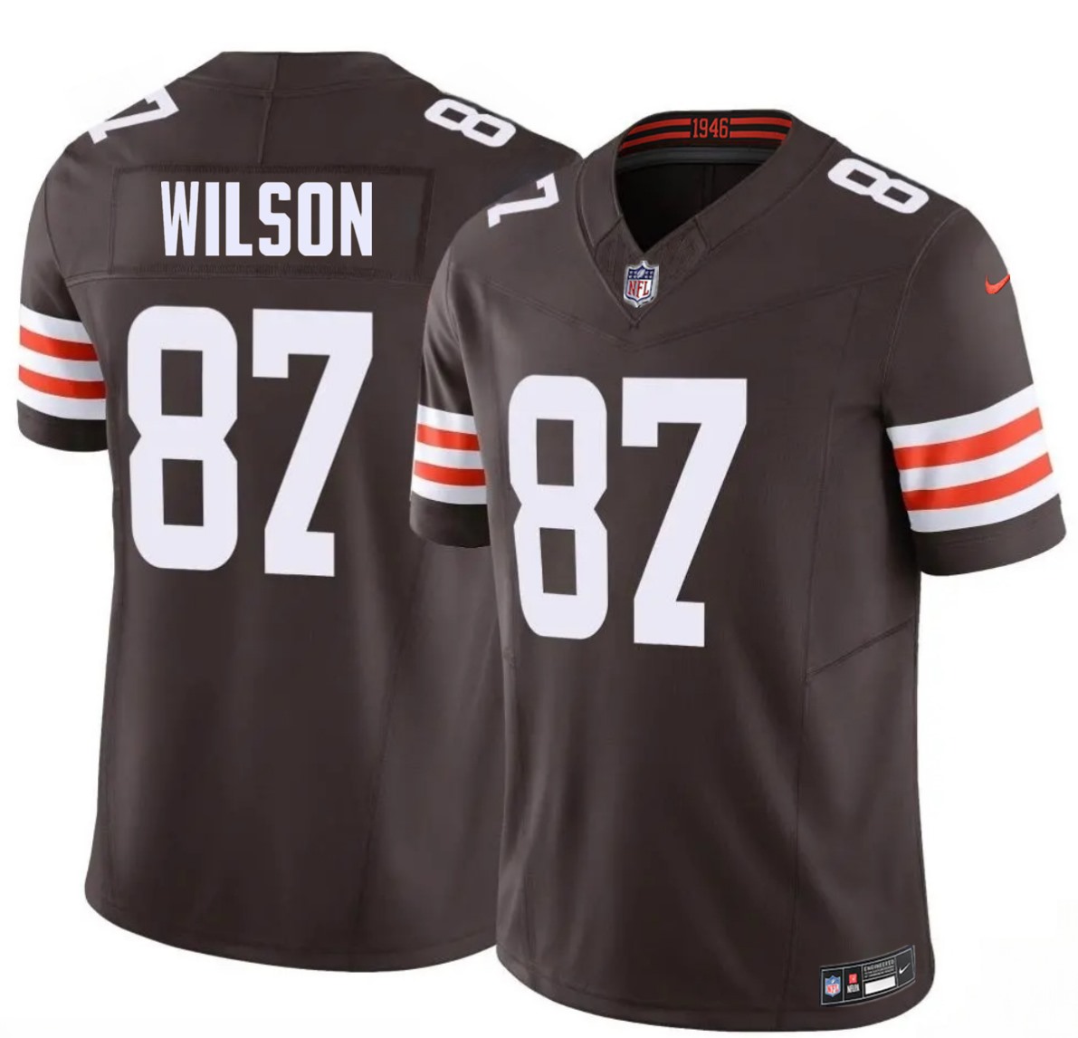 Men's Cleveland Browns #87 Kole Wilson Brown 2026 Draft F.U.S.E. Vapor Limited Stitched Football Jersey