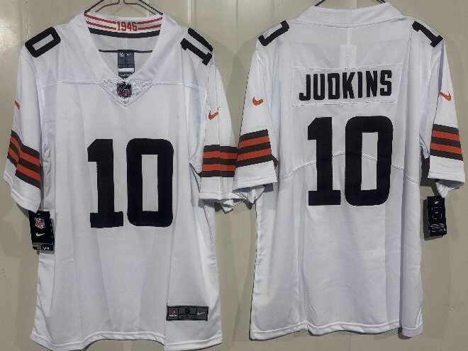 Men's Cleveland Browns #10 Quinshon Judkins White 2025 Draft Vapor Untouchable Limited Stitched Football Jersey