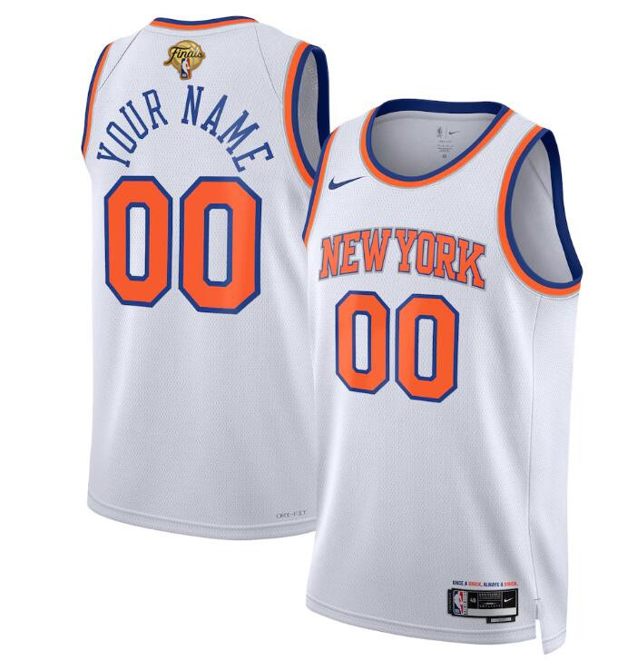 Men's New Yok Knicks Active Player Custom White 2026 Finals Patch Association Edition Stitched Basketball Jersey