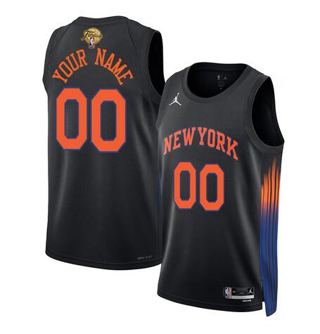 Men's New Yok Knicks Active Player Custom Black 2026 Finals Patch Statement Edition Stitched Basketball Jersey